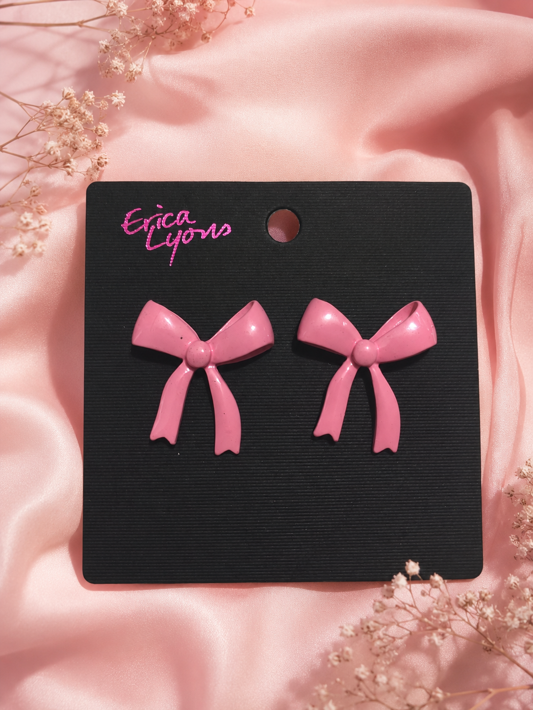 Erica Lyons Pink Bow Stud Earrings