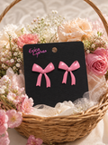 Erica Lyons Pink Bow Stud Earrings