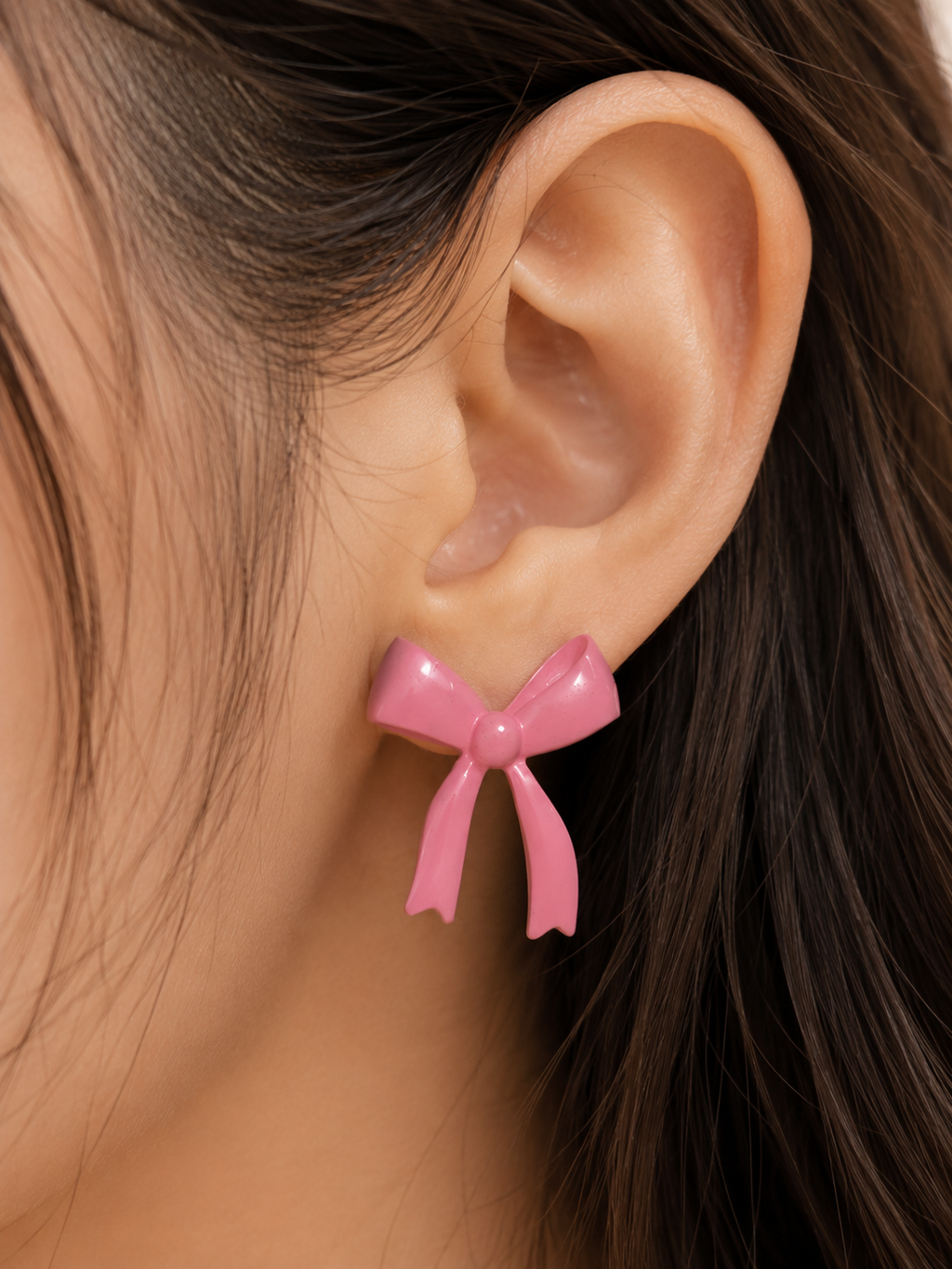 Erica Lyons Pink Bow Stud Earrings
