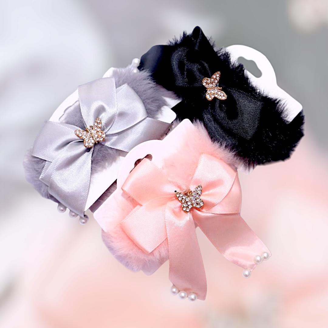 Hair Ponies Set of 3 with Butterfly & Pearl Accents