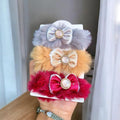 Faux Fur Hair Ties with Bow & Pearl Accents