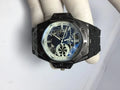Men's Black Rubber Strap Skeletonized Watch with Turbine Sub-Dial