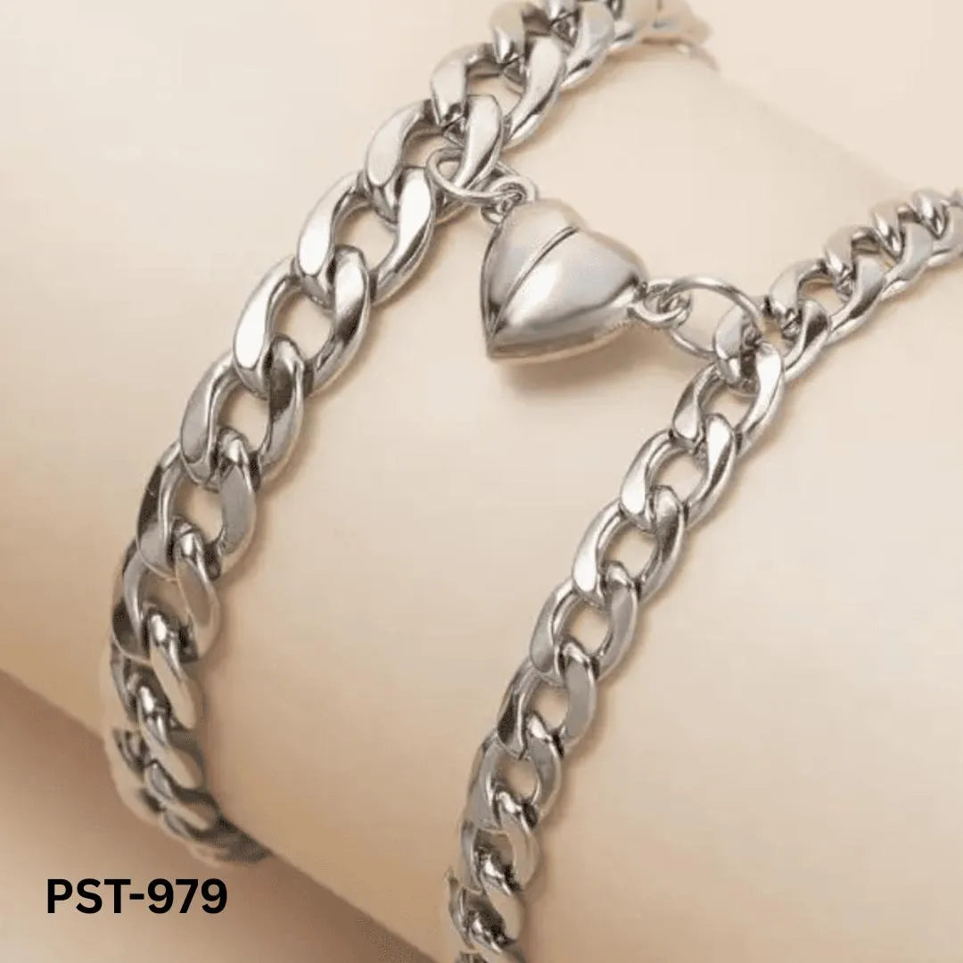 2 Pcs Couple Chain Friendship Heart Bracelet PST-979