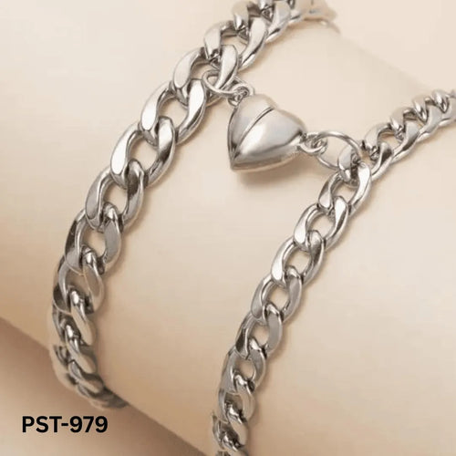 2 Pcs Couple Chain Friendship Heart Bracelet PST-979