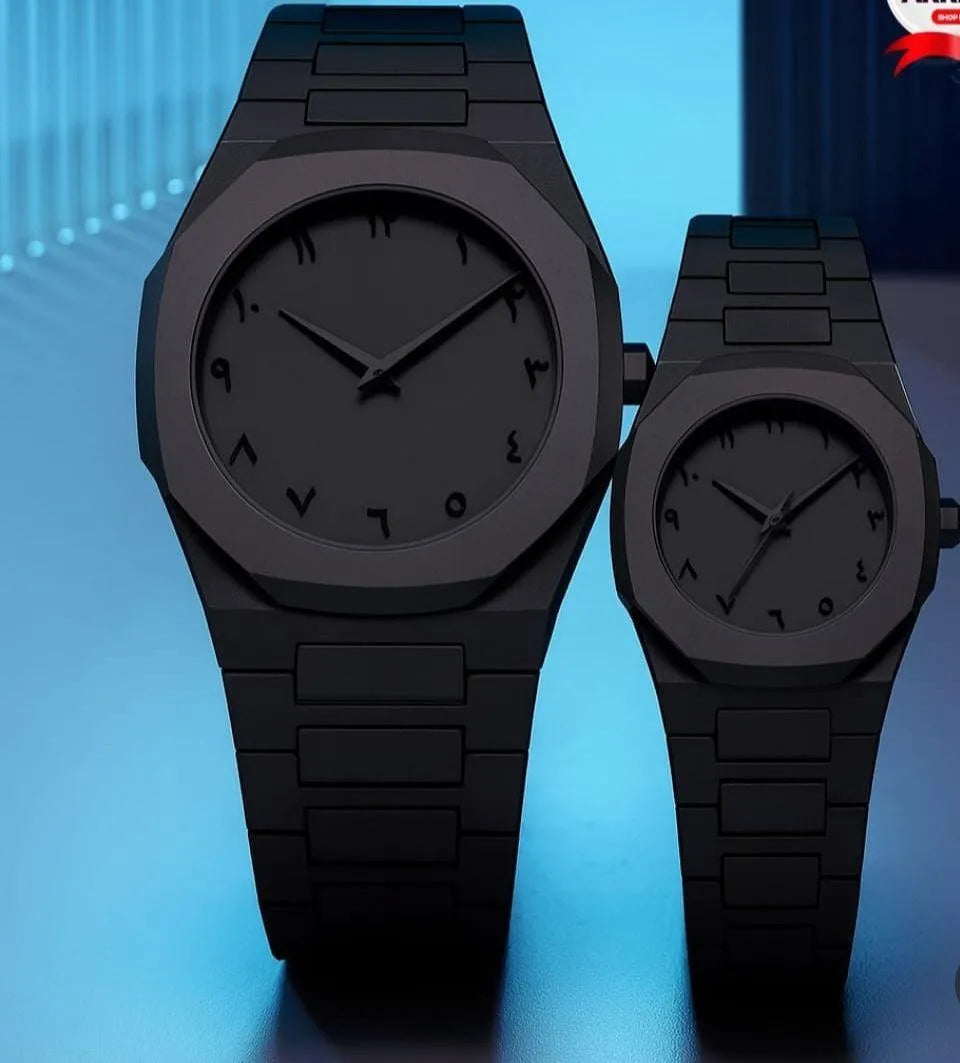 Couple Watches Black Carbon Fiber Unisex
