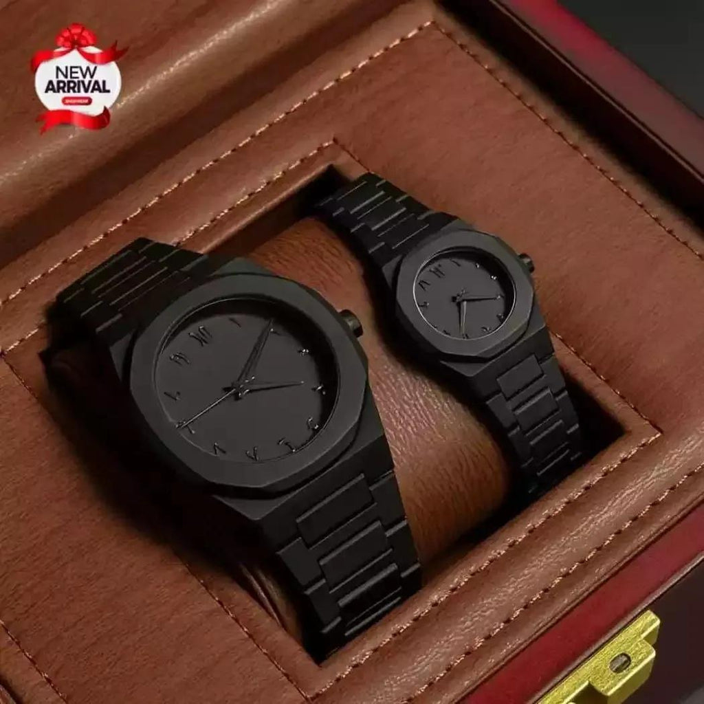 Couple Watches Black Carbon Fiber Unisex