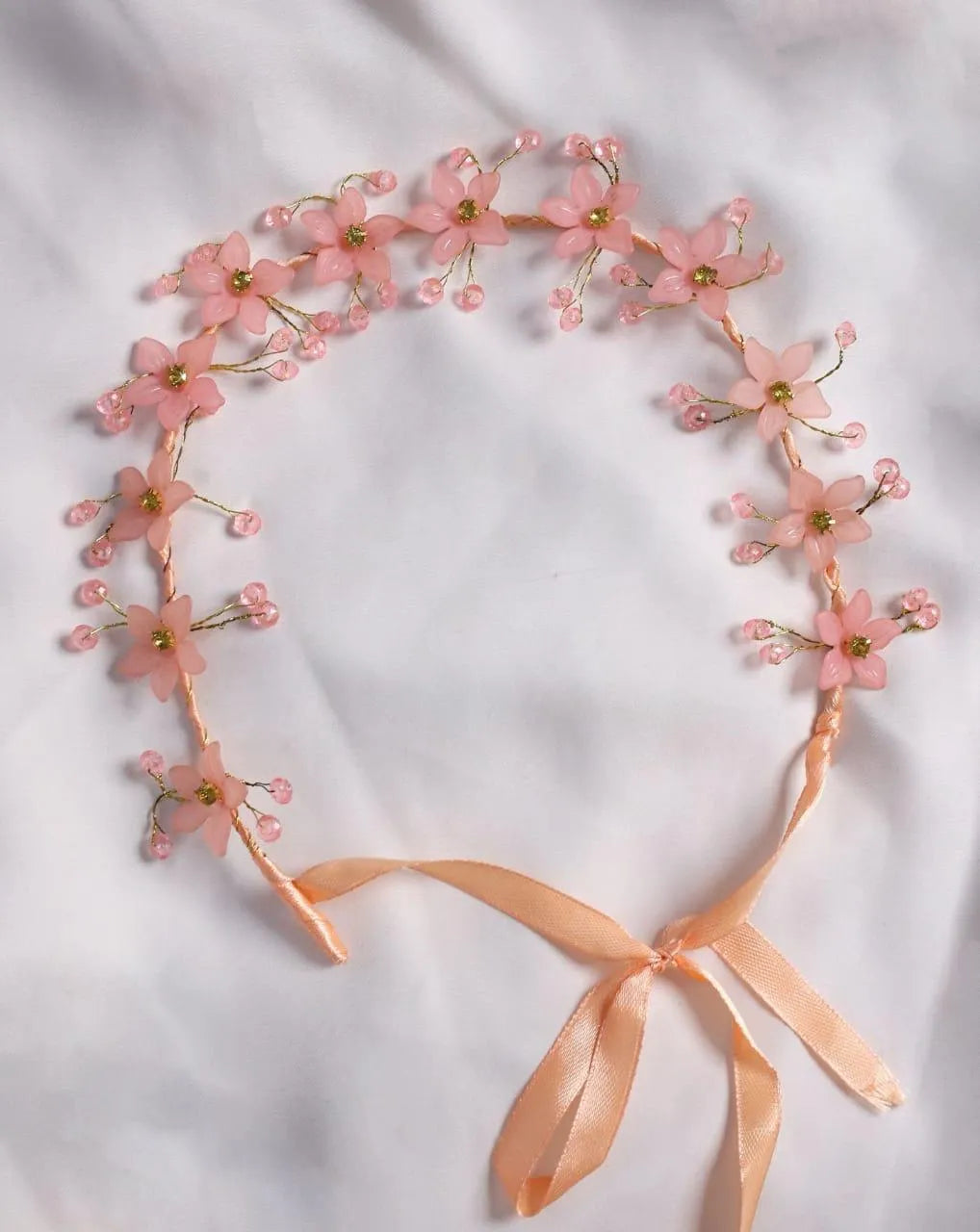 Peach Floral Front Crown Hairband for Bridal & Party Wear