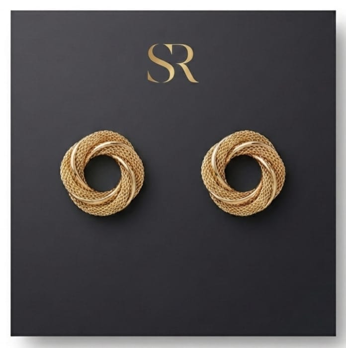Luxury Gold Twist Stud Earrings