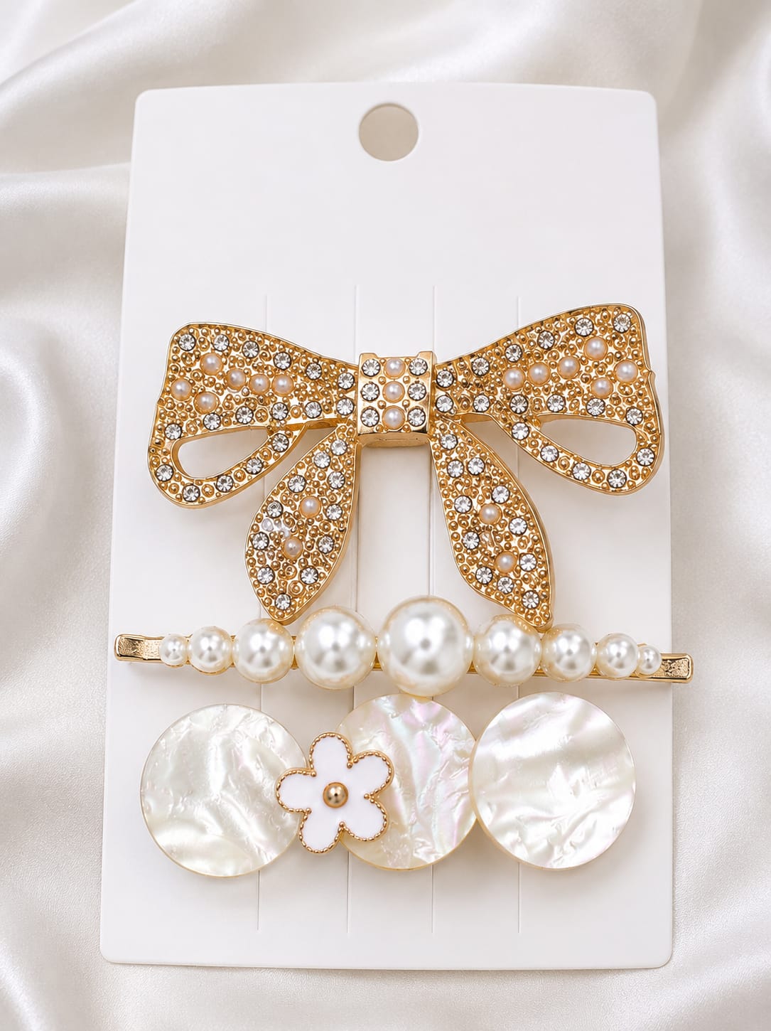Luxury Pearl Bow Hair Clip Set For Women (3 Pieces)