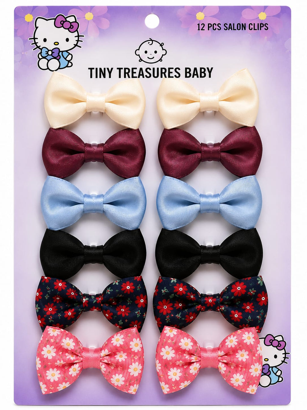 12 PCS Baby Girls Satin Bow Hair Clip Set