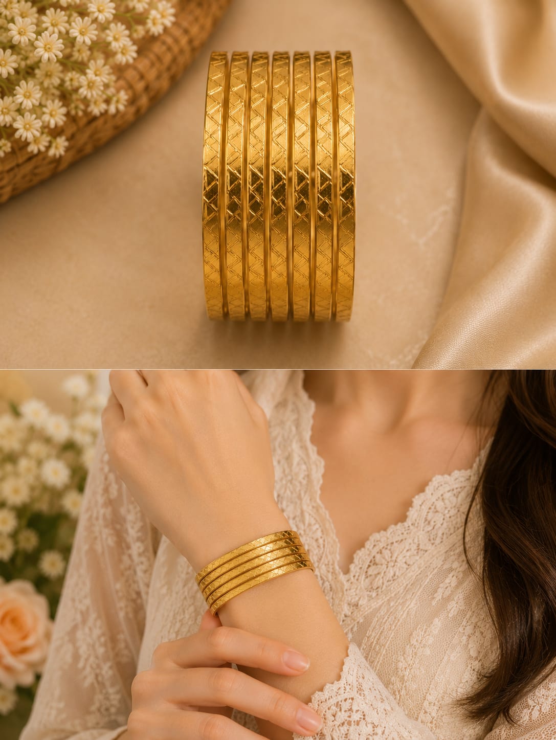 Luxury Gold Bangles Set for Women