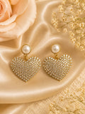Elegant Pearl Heart Earrings