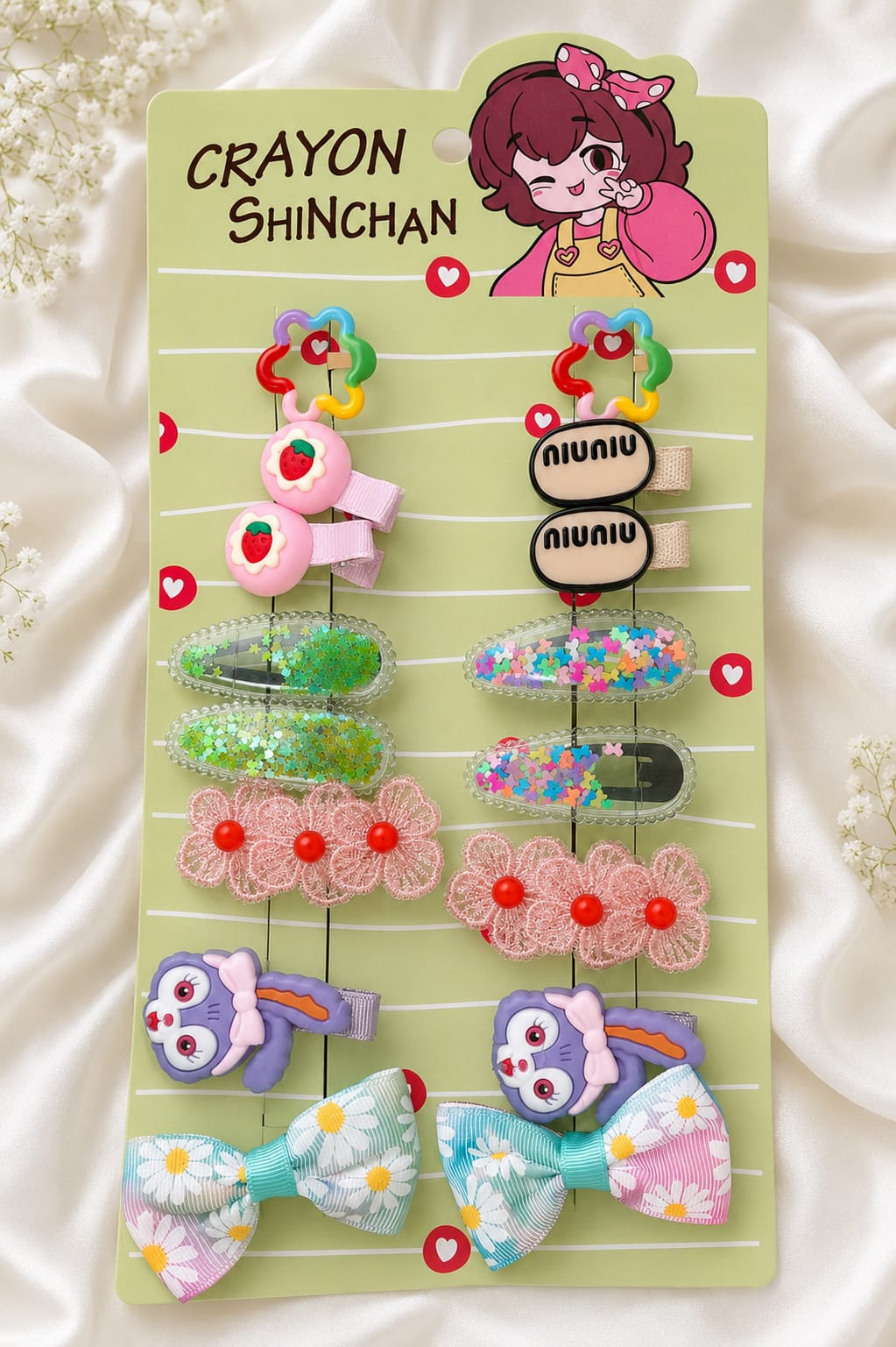 14 Piece Cartoon Hair Clips & Bows Collection