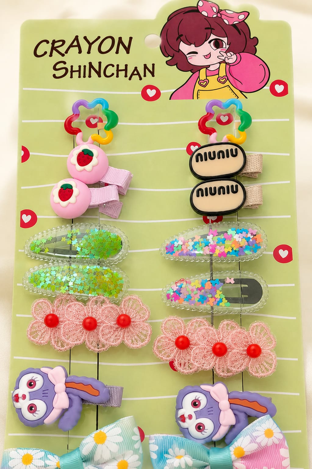 14 Piece Cartoon Hair Clips & Bows Collection