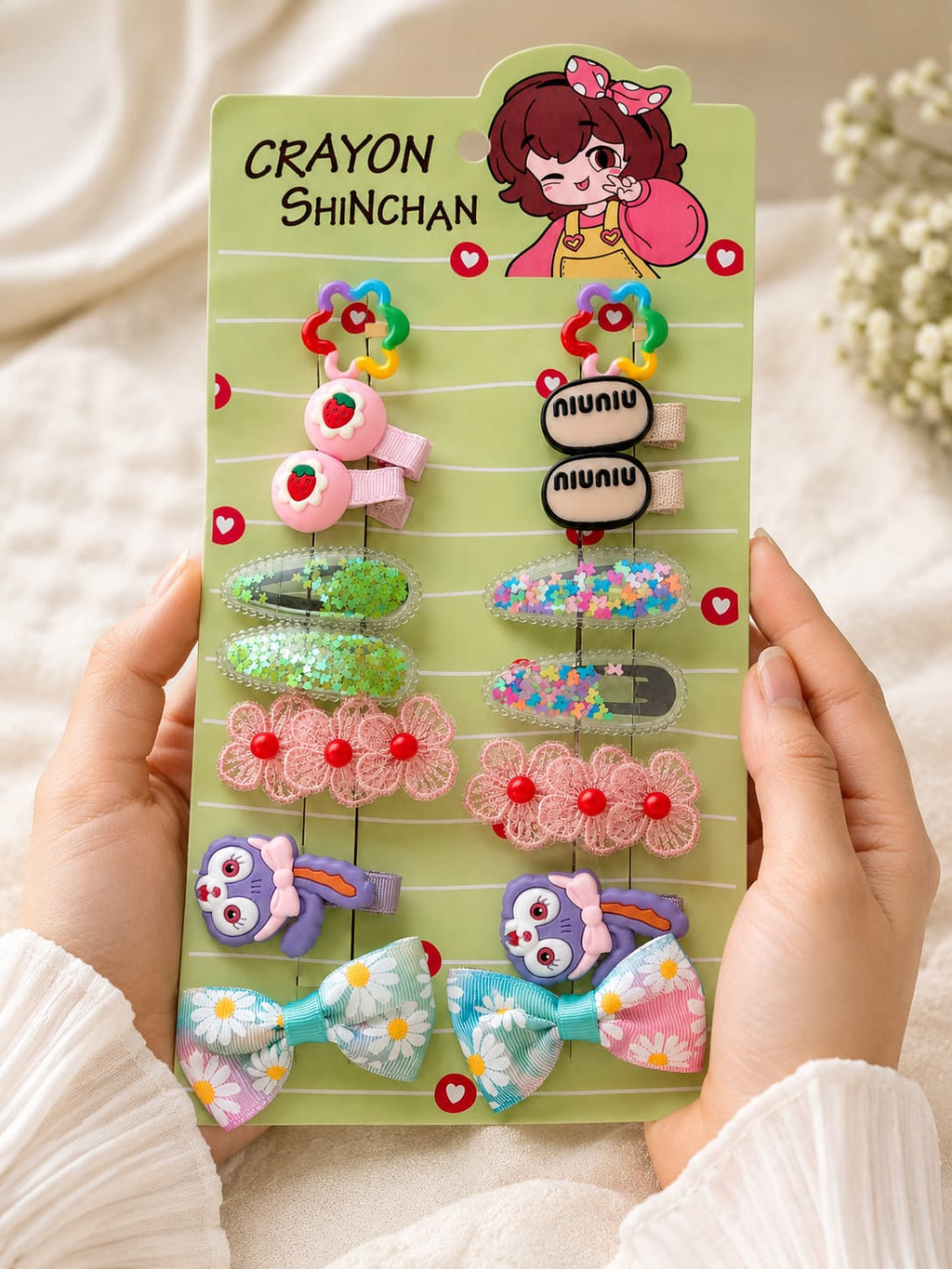 14 Piece Cartoon Hair Clips & Bows Collection