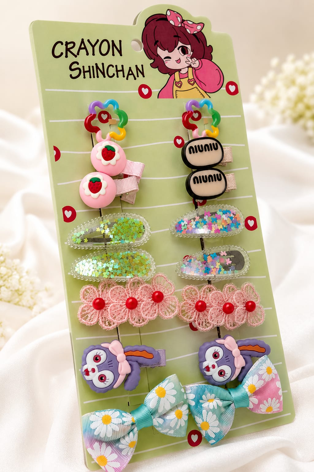 14 Piece Cartoon Hair Clips & Bows Collection