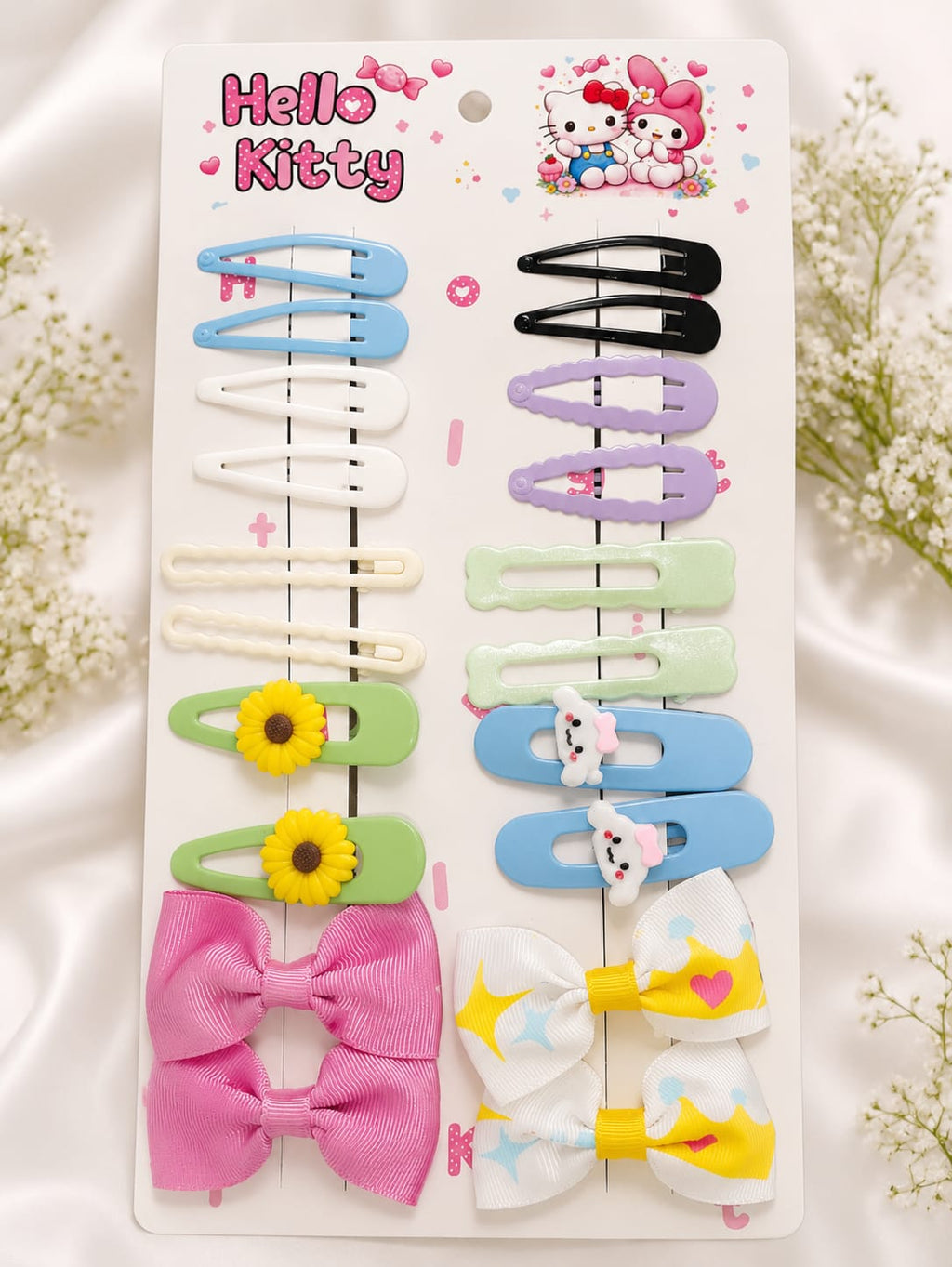 Hello Kitty Kids Hair Clips & Bows Set – Cute Girls Hair Accessories Gift Pack