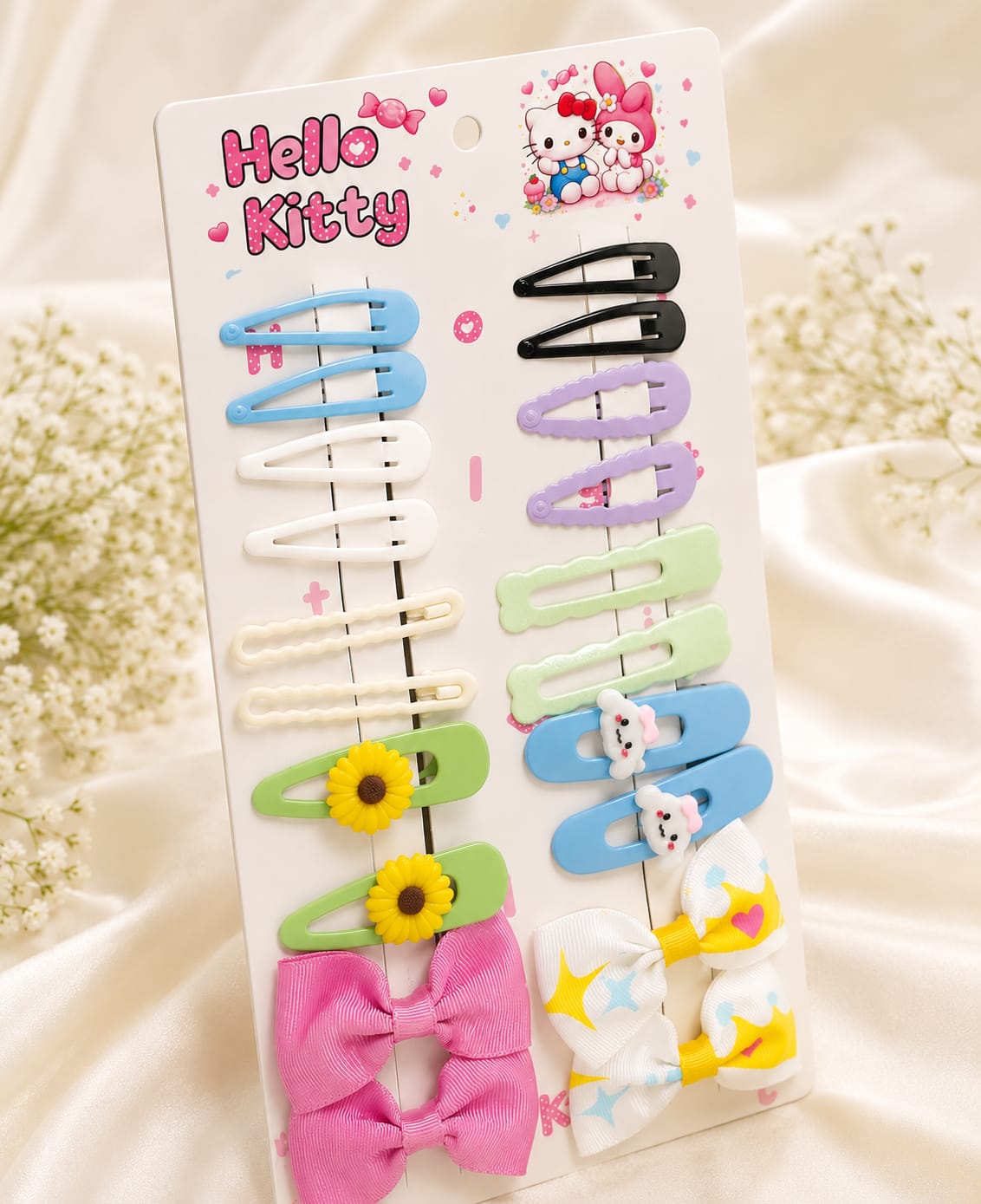 Hello Kitty Kids Hair Clips & Bows Set – Cute Girls Hair Accessories Gift Pack