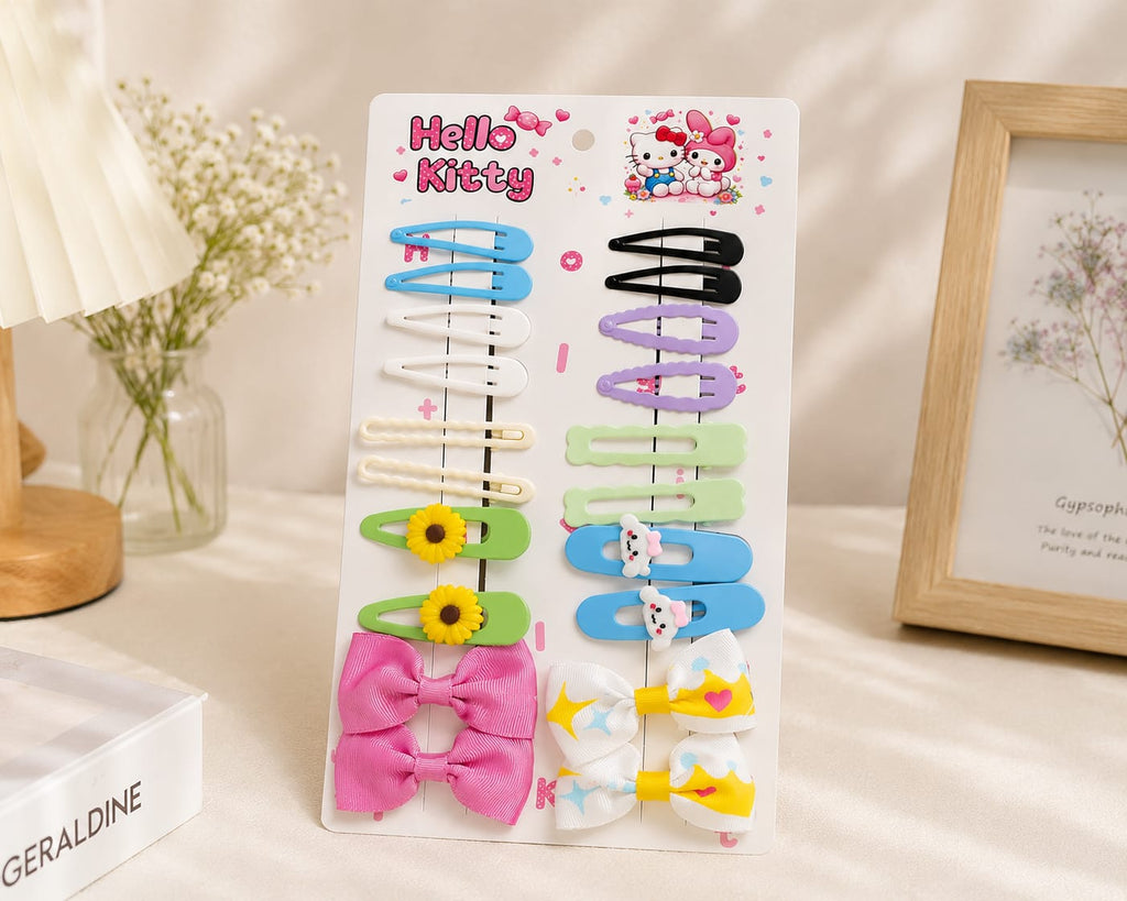 Hello Kitty Kids Hair Clips & Bows Set – Cute Girls Hair Accessories Gift Pack