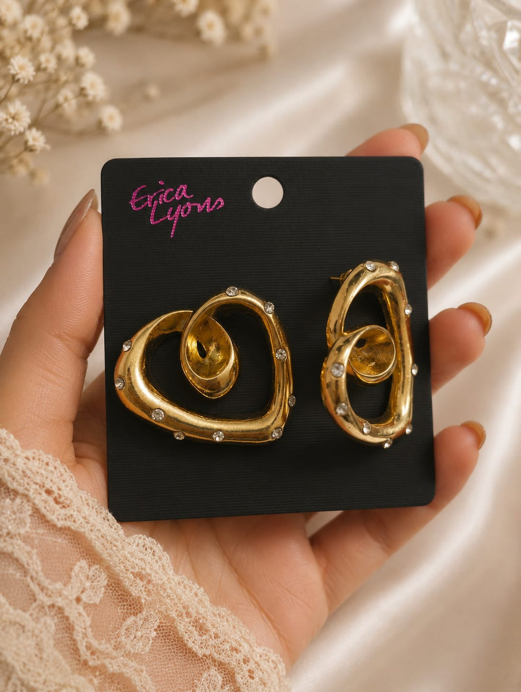 Elegant Abstract Gold Stud Earrings