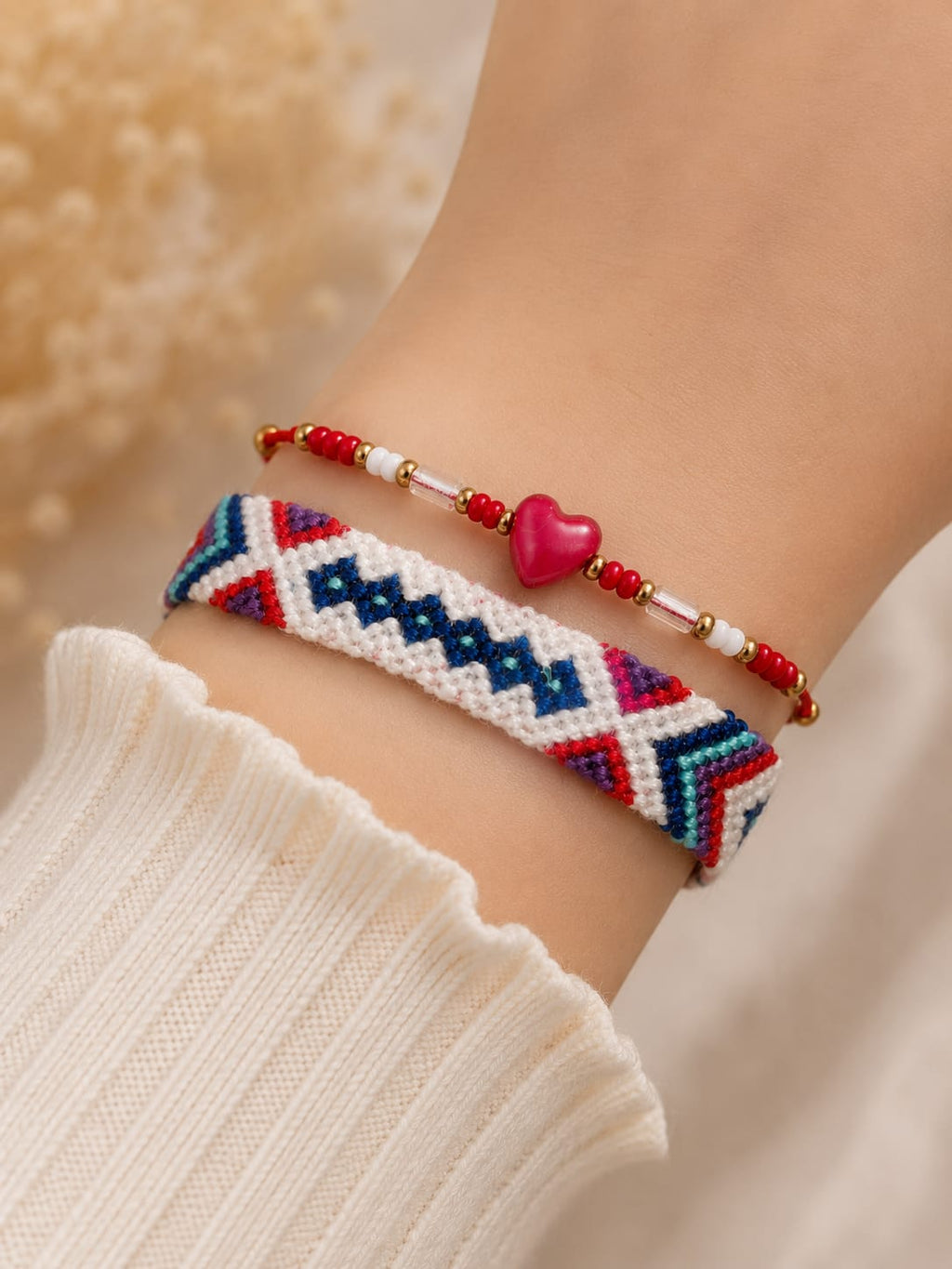 Adjustable Heart Charm Bracelet Set