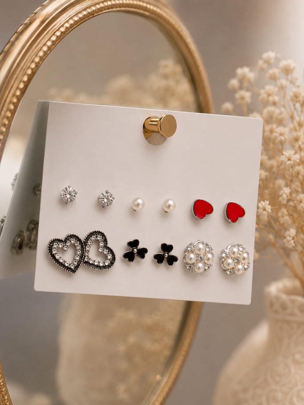 6 Pairs Fashion Earrings Combo