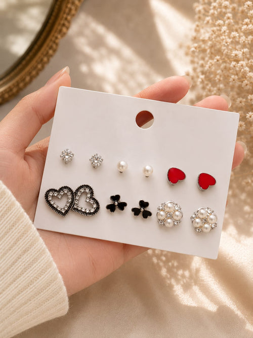 6 Pairs Fashion Earrings Combo