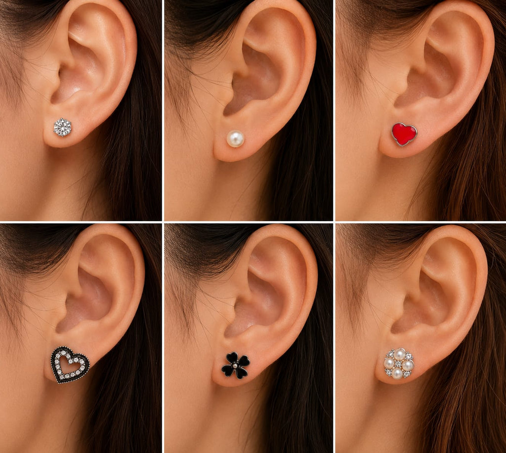 6 Pairs Fashion Earrings Combo