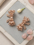 Luxury Crystal Bow Flower Statement Earrings – Rose Gold