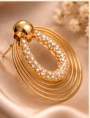 Luxury Gold Crystal Hoop Earrings for Woman