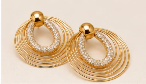 Luxury Gold Crystal Hoop Earrings for Woman