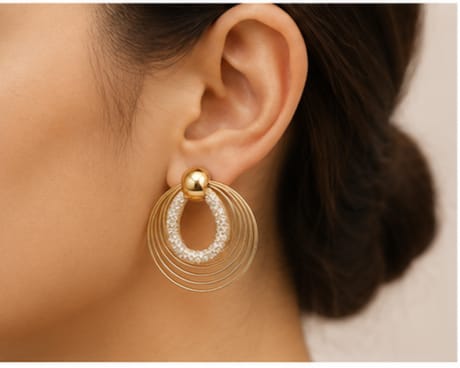 Luxury Gold Crystal Hoop Earrings for Woman