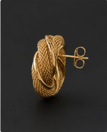 Luxury Gold Twist Stud Earrings