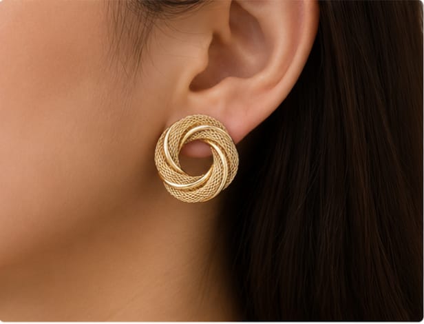 Luxury Gold Twist Stud Earrings